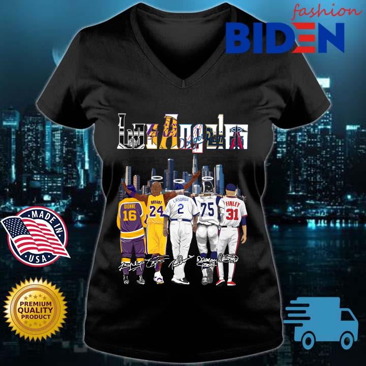 Los Angeles Sports Rams Lakers and Dodgers signatures shirt