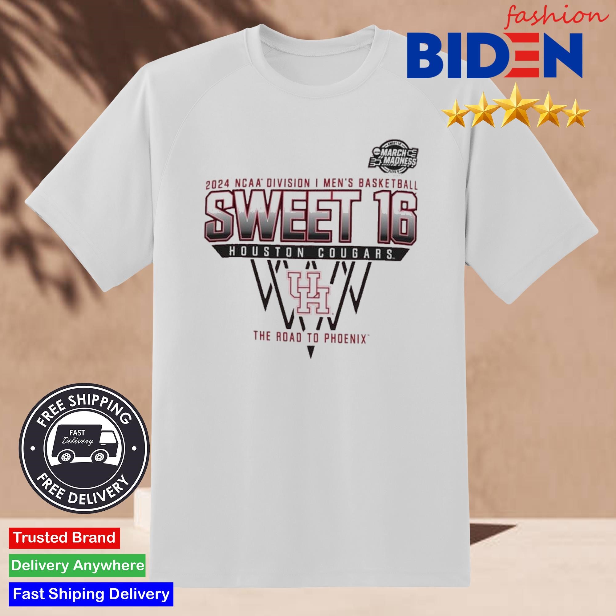 Houston Cougars 2024 NCAA Division I Men's Basketball Sweet 16 The Road To Phoenix Shirt